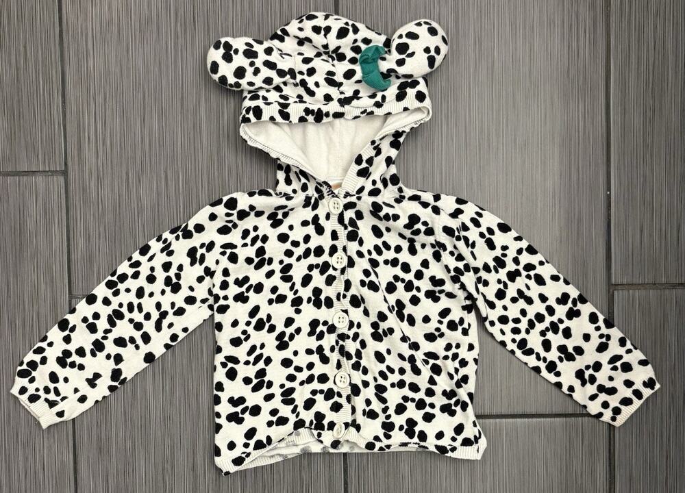 Gymboree Fancy Dalmatian Hooded Knit Sweater Cardigan Size 3T Puppy Dog 3D Ears